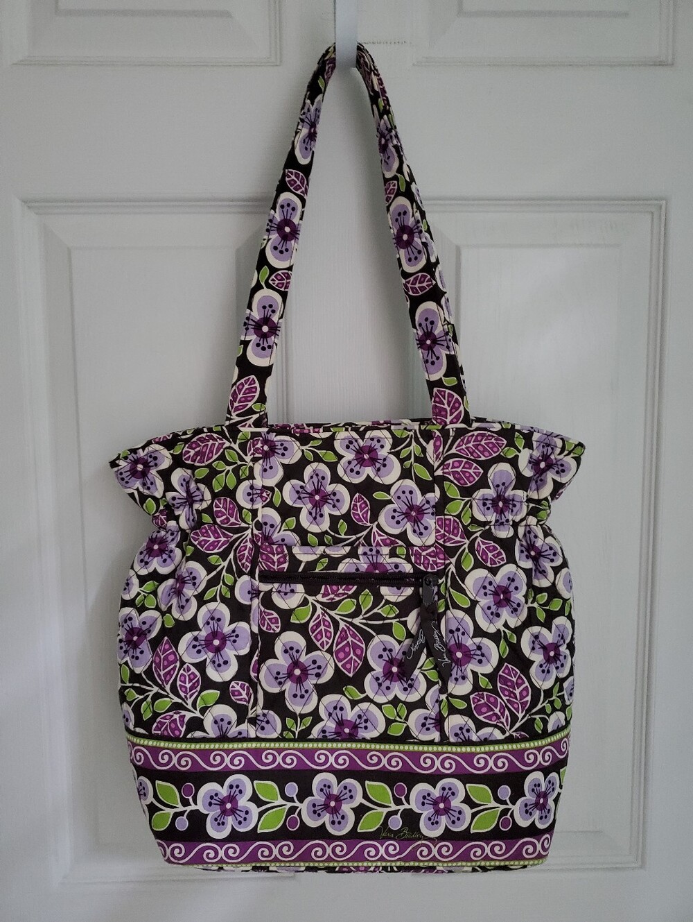 Vera Bradley Quilted Retired Plum Petals Pattern Tote Bag 15"x13"x5"